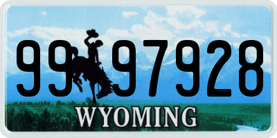 WY license plate 9997928