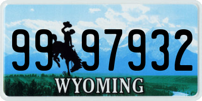 WY license plate 9997932