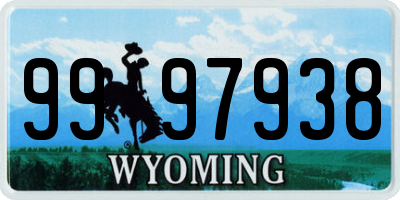 WY license plate 9997938