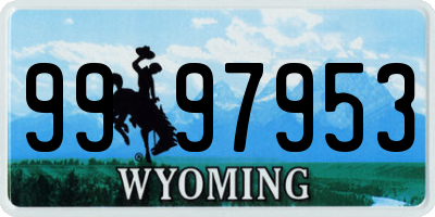 WY license plate 9997953