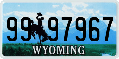 WY license plate 9997967