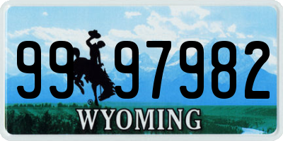 WY license plate 9997982
