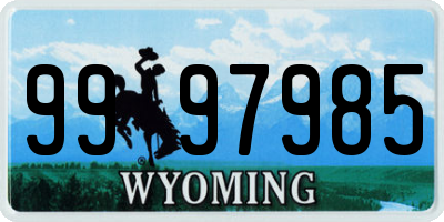 WY license plate 9997985