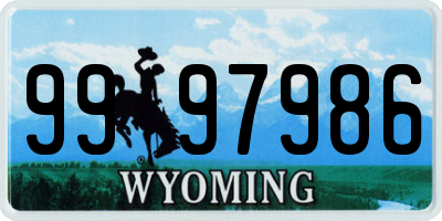 WY license plate 9997986