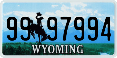 WY license plate 9997994