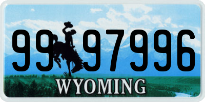 WY license plate 9997996