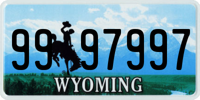 WY license plate 9997997