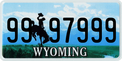 WY license plate 9997999