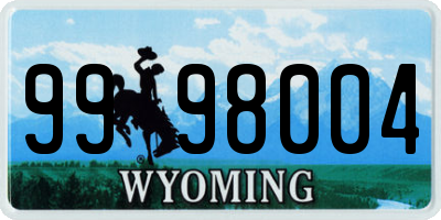 WY license plate 9998004