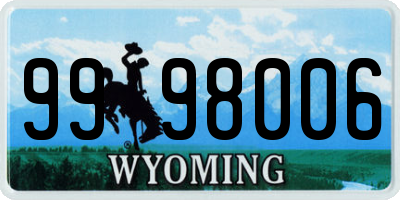 WY license plate 9998006