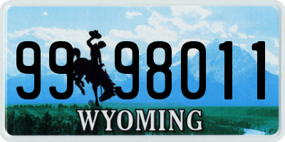 WY license plate 9998011