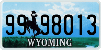 WY license plate 9998013