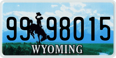 WY license plate 9998015