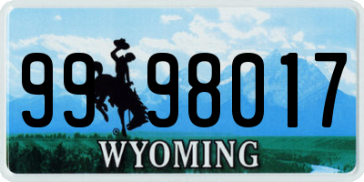 WY license plate 9998017