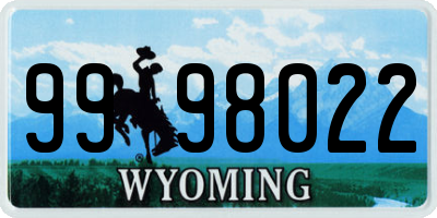 WY license plate 9998022