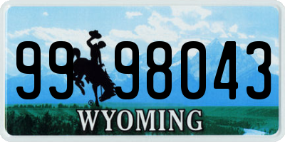 WY license plate 9998043