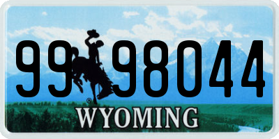 WY license plate 9998044