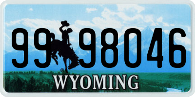 WY license plate 9998046