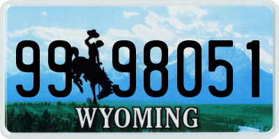 WY license plate 9998051