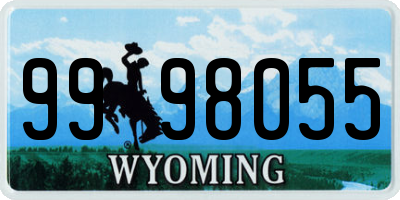 WY license plate 9998055