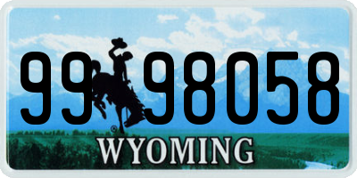 WY license plate 9998058