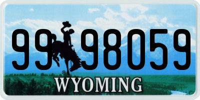 WY license plate 9998059