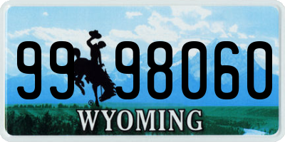 WY license plate 9998060