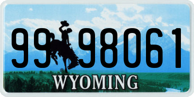 WY license plate 9998061