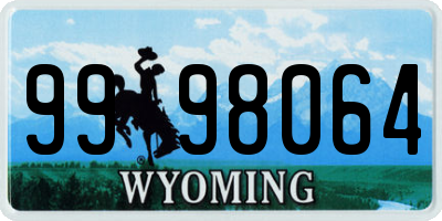 WY license plate 9998064