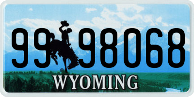 WY license plate 9998068