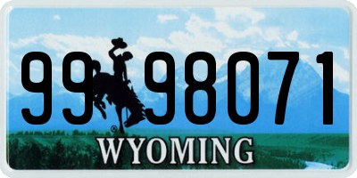 WY license plate 9998071