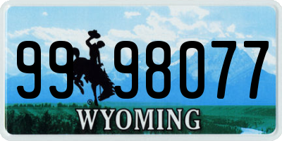 WY license plate 9998077