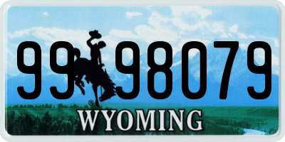 WY license plate 9998079