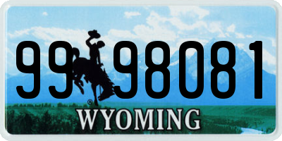 WY license plate 9998081