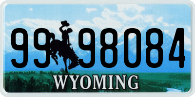 WY license plate 9998084