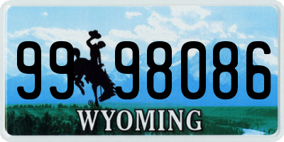 WY license plate 9998086