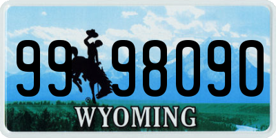 WY license plate 9998090