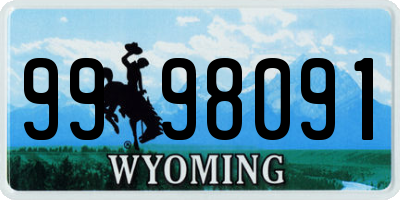 WY license plate 9998091