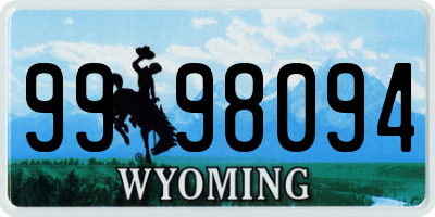 WY license plate 9998094