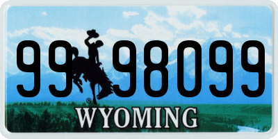 WY license plate 9998099