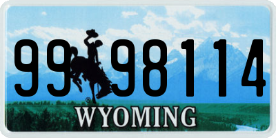 WY license plate 9998114