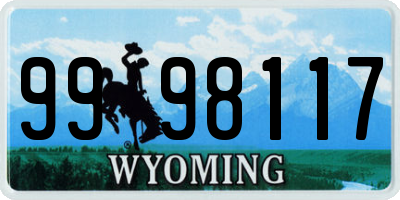 WY license plate 9998117