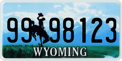 WY license plate 9998123