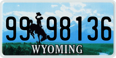 WY license plate 9998136