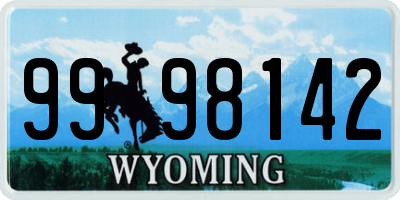 WY license plate 9998142