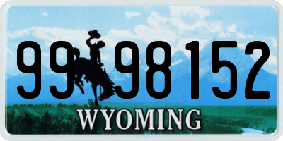 WY license plate 9998152