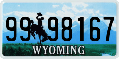 WY license plate 9998167