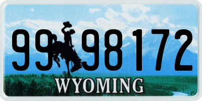 WY license plate 9998172