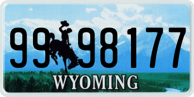 WY license plate 9998177