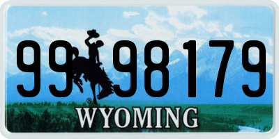 WY license plate 9998179